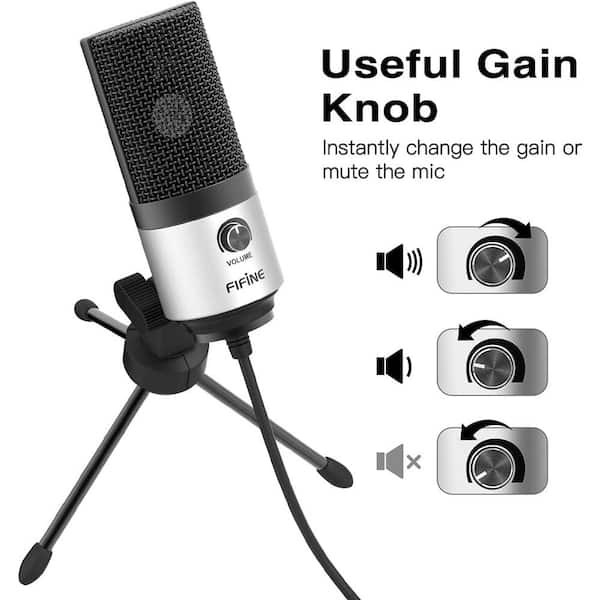 Lukyamzn USB Metal Condenser Recording Microphone with Volume Nob 