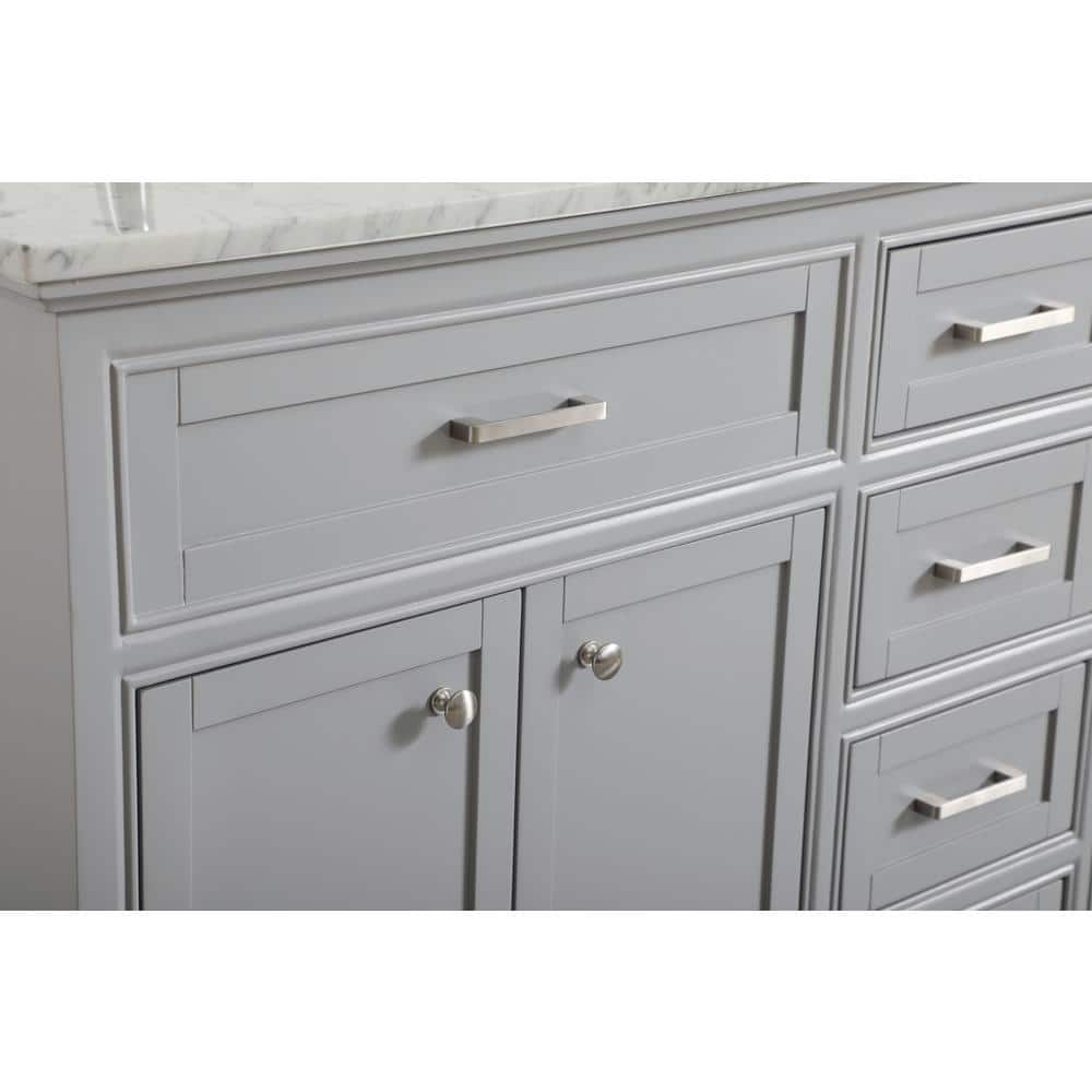 60" Light Grey Double Vanity Set with Marble Top