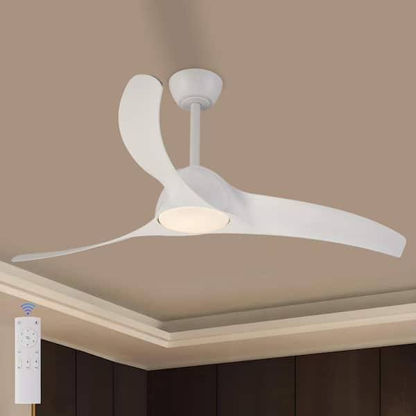 52 in. 3-Blades White Dimmable Changeable 3000K/4000K/5000K LED Indoor Ceiling Fan with Remote Included