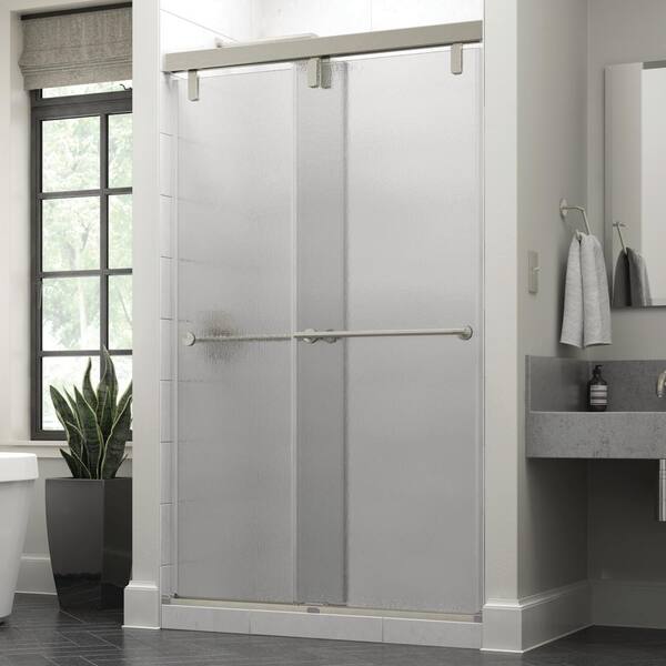 Delta Lyndall 48 X 71 1 2 In Frameless Mod Soft Close Sliding Shower Door In Nickel With 3 8 In 10mm Rain Glass Sd The Home Depot