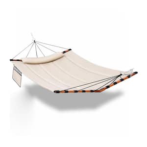 13 ft. Hammock Bed Double Hammock with V Shaped Hardwood in Beige