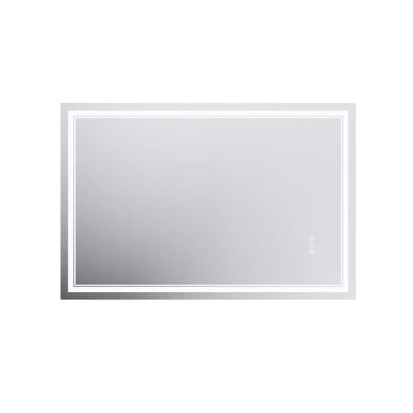 FUNKOL 48 in. W x 32 in. H Large Rectangular Frameless LED Light Anti-Fog Wall Mount Bathroom Vanity Mirror in White