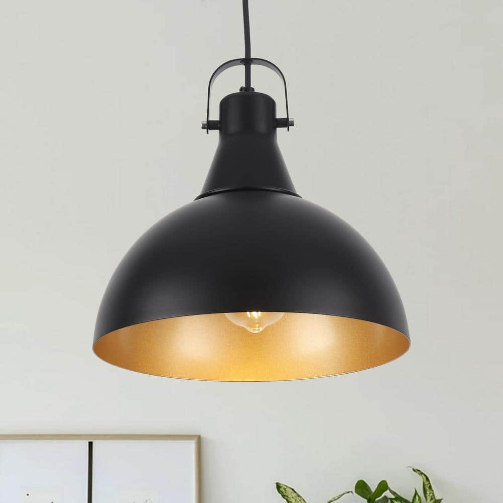 LWYTJO 1-Light Black Industrial Pendant Light with Metal Shade for ...