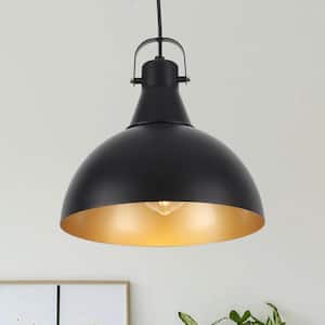 1-Light Black Industrial Pendant Light with Metal Shade for Bedroom Dining Room Kitchen, No Bulbs Included