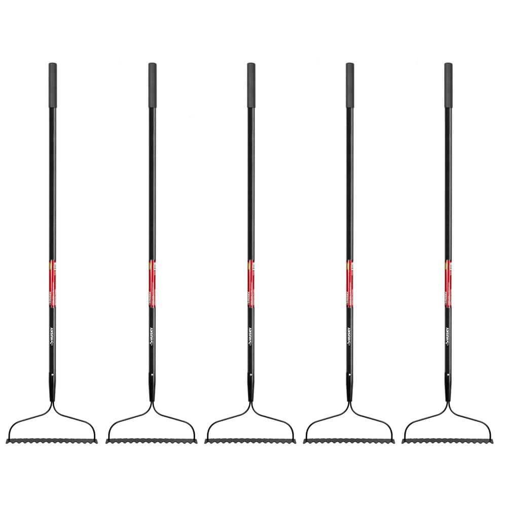 57 in. Fiberglass Handle 16-Tines Bow Rake with Comfort Grip (5-Pack)