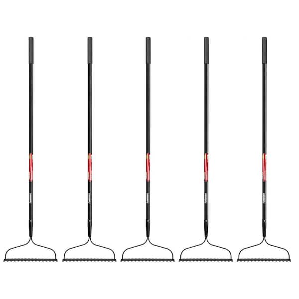 Husky 57 in. Fiberglass Handle 16-Tines Bow Rake with Comfort Grip (5-Pack)