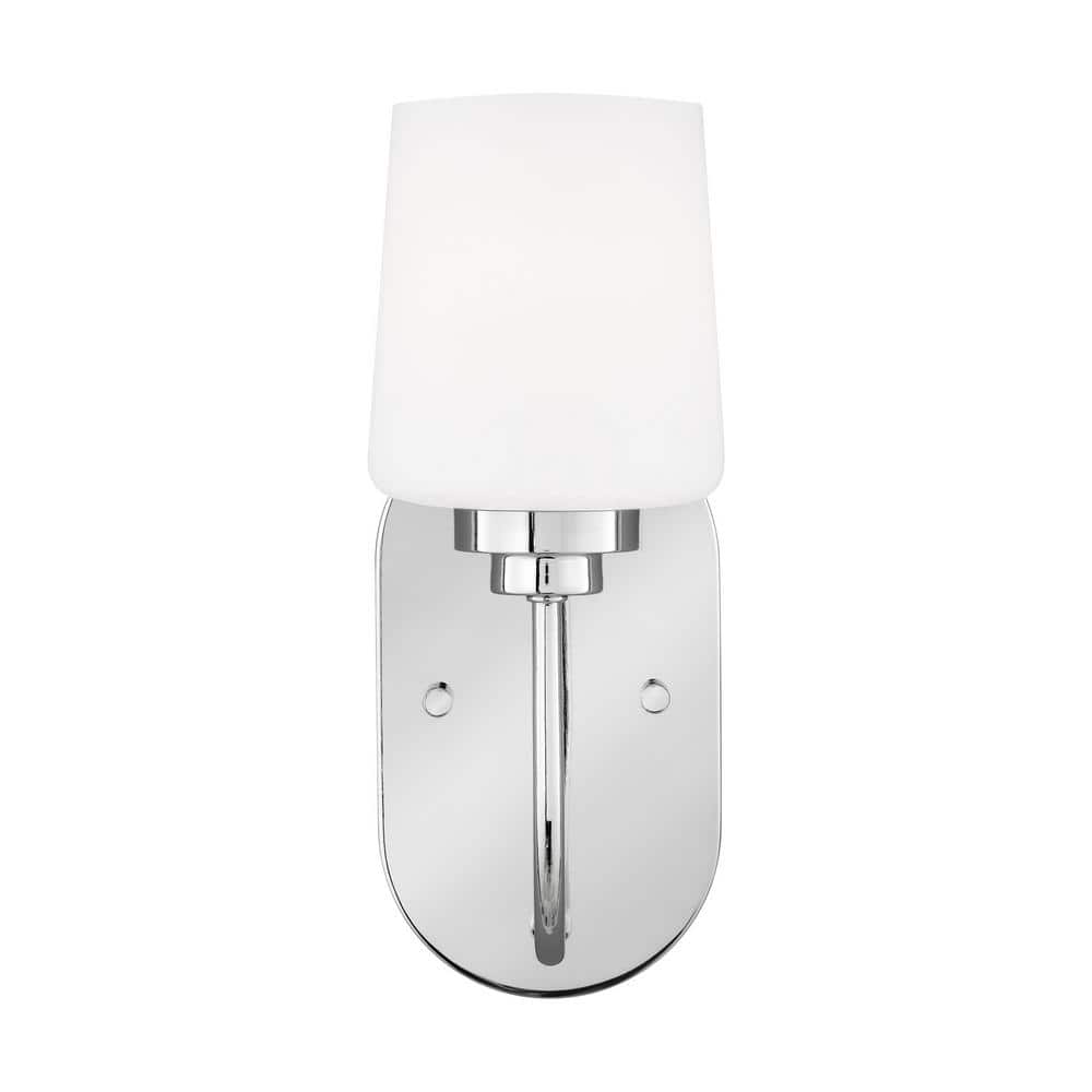 Windom 1-Light Chrome Contemporary Traditional Wall Sconce Vanity Powder Room Light with Alabaster Glass Shade price history on PriceWatchPro