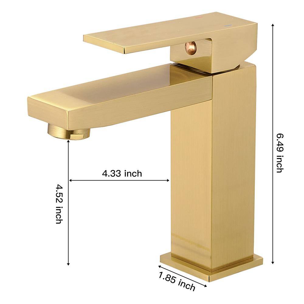 Brushed Gold Stainless Steel Single-Handle Bathroom Faucet