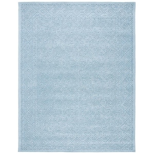 Textural Blue 8 ft. x 10 ft. Solid Color Geometric Area Rug
