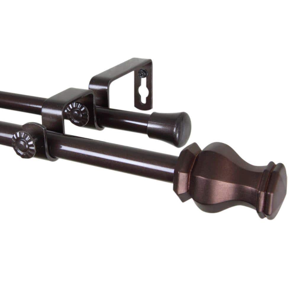 28 in. - 48 in. Telescoping 5/8 in. Double Curtain Rod Kit with Emelia Finial in Cocoa price history on PriceWatchPro