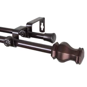 84 in. - 120 in. Telescoping 5/8 in. Double Curtain Rod Kit with Emelia Finial in Cocoa