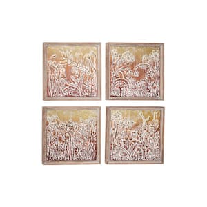 Gold Metal Eclectic Floral Wall Decor (Set of 4)