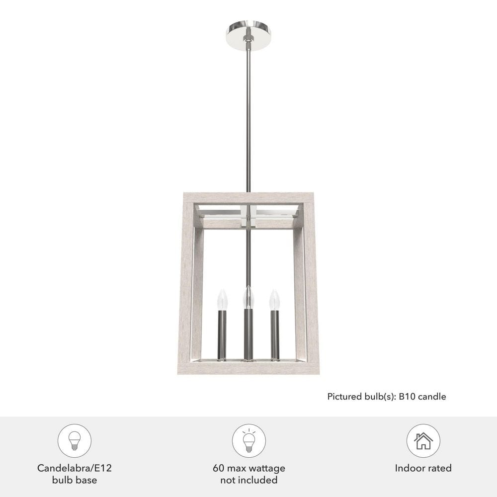 Squire Manor 4-Light Distressed White Chrome Pendant