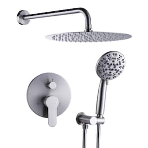 9-Spray Patterns with 1.8 GPM 12 in. Wall Mount Rain Fixed Shower Heads in 12 in. Brushed Nickel