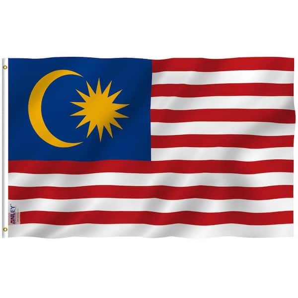 ANLEY Fly Breeze 3 ft. x 5 ft. Polyester Malaysia Flags 2-Sided Flag Banner with Brass Grommets and Canvas Header