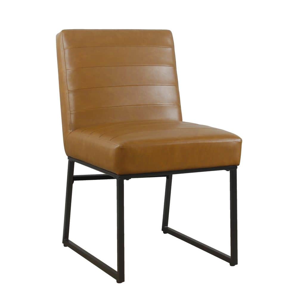 Carmel Faux Leather Upholstered Parsons Side Chair with Metal Legs