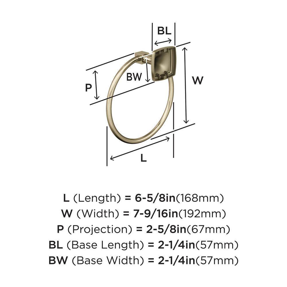Golden Champagne Wall Mounted Towel Ring with Square Base