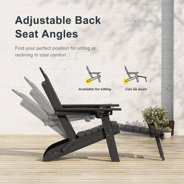 JOYESERY Black Folding HDPE Plastic 3-Position Adjustable Outdoor