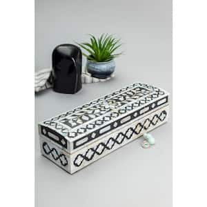 Jodhpur Mother of Pearl Decorative Box - Black 12 in.