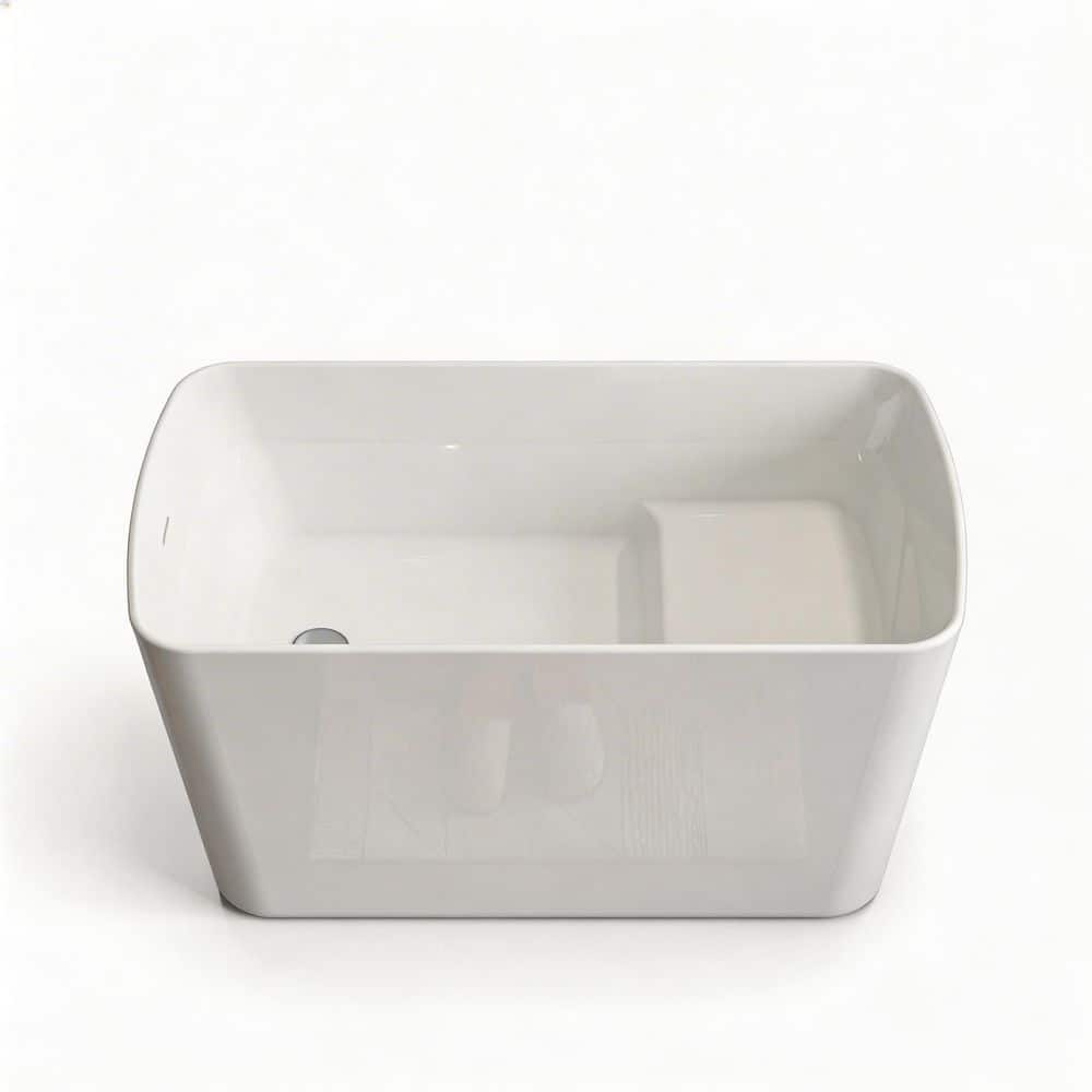 49.02 in. x 27.95 in. Square Japanese Soaking Acrylic Freestanding Bathtub with Chrome Overflow and Drain in Glossy price history on PriceWatchPro