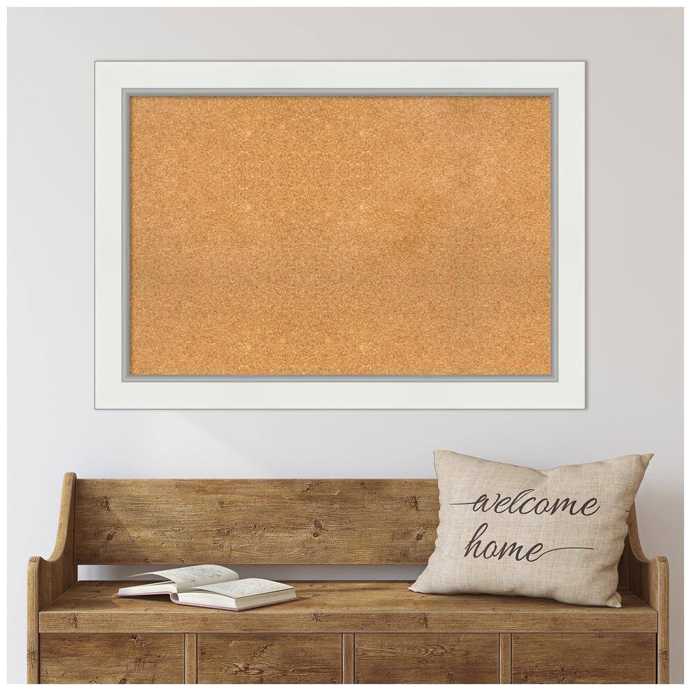 Eva White Gold Framed Natural Cork Bulletin Board