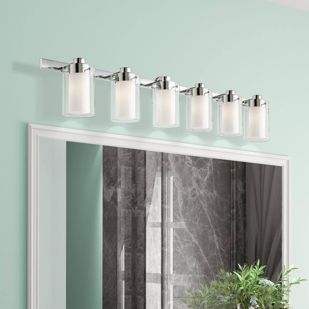 Polished Chrome 6-Light Vanity Light with Opal Glass Shades