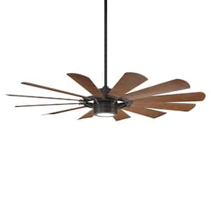 Windmill 65 in. Integrated LED Indoor/Outdoor 12-Blade Smart Ceiling Fan Oil-Rubbed Bronze/Dark Walnut 3000K and Remote