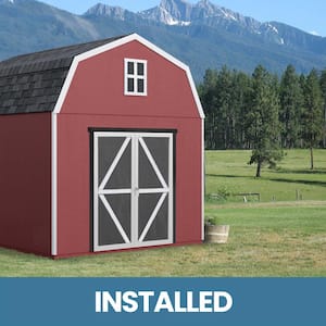 Professionally Installed Braymore 10 ft. x 14 ft. Outdoor Wood Shed with Smartside- Driftwood Grey Shingle (140 sq. ft.)