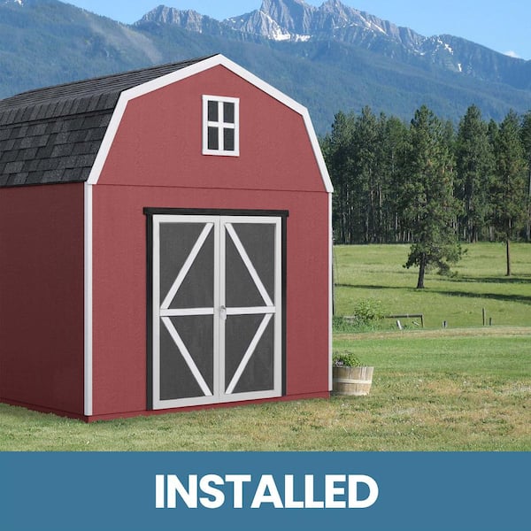 Handy Home Products Professionally Installed Braymore 10 ft. x 14 ft. Outdoor Wood Shed with Smartside- Driftwood Grey Shingle (140 sq. ft.)