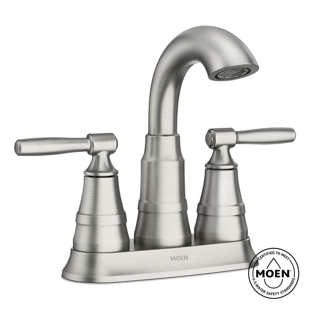 MOEN Halle 4 in. Centerset 2-Handle Bathroom Faucet in Spot Resist