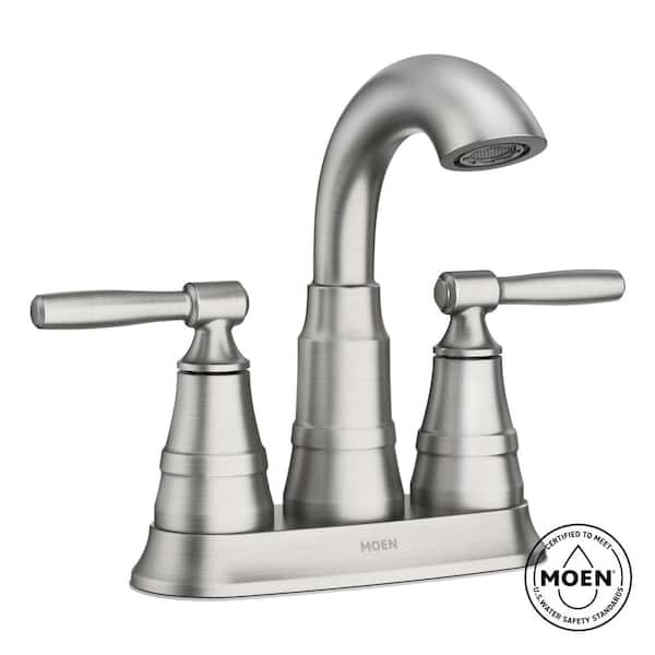 MOEN Halle 4 in. Centerset 2-Handle Bathroom Faucet in Spot Resist Brushed Nickel