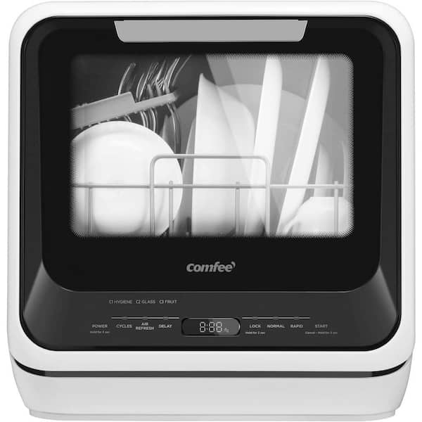 Comfee' 16.5 in. White Electronic Countertop 120-volt Dishwasher with 6-Cycles, 2 Place Settings Capacity