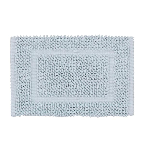 Jean Pierre NEW YORK Sophie Border Clear Pale Blue 20 in. x 32 in. Cotton Textured Bath Mat