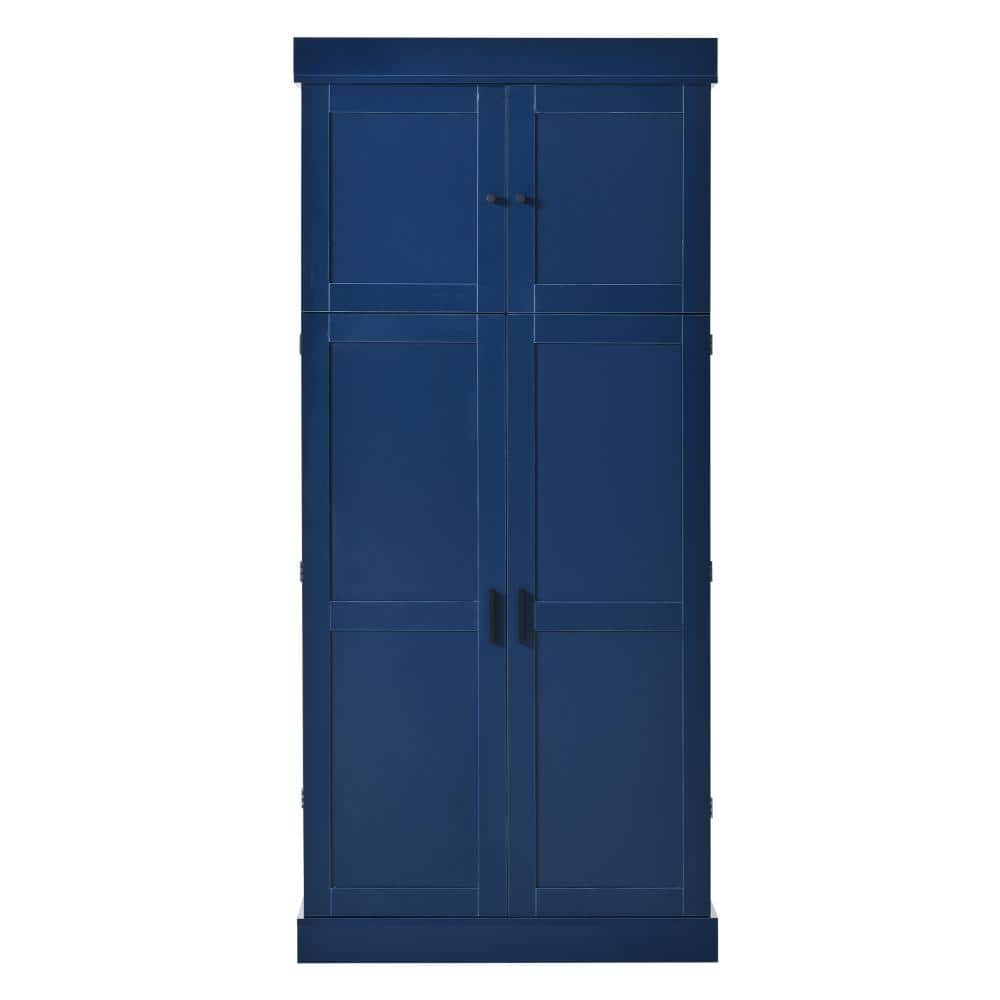 XUJMK 35 in. W x 18 in. D x 77 in. H Blue Linen Cabinet, Storage