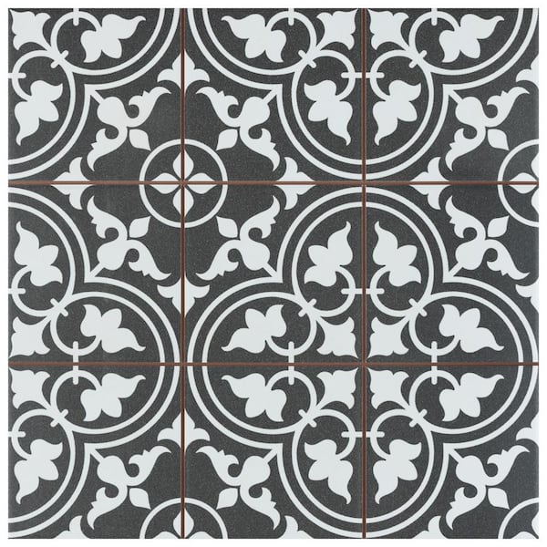 Merola Tile Harmonia Classic Black 13 in. x 13 in. Ceramic Floor and Wall Tile (12.0 sq. ft./Case)