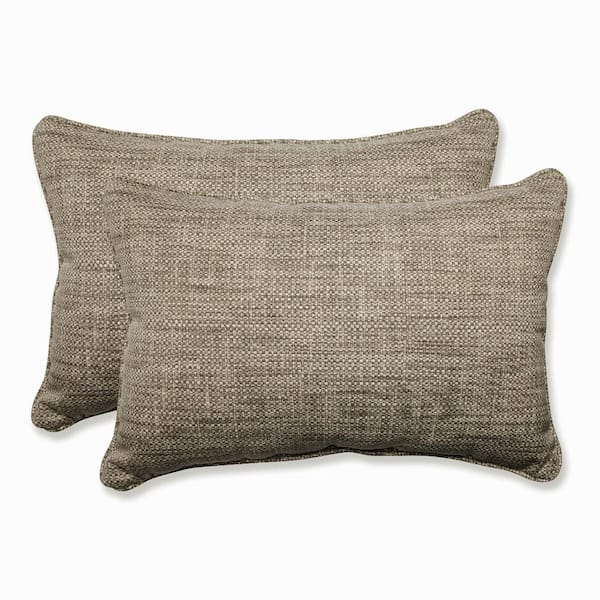 Pillow Perfect Solid Grey Rectangular Outdoor Lumbar Throw Pillow 2-Pack