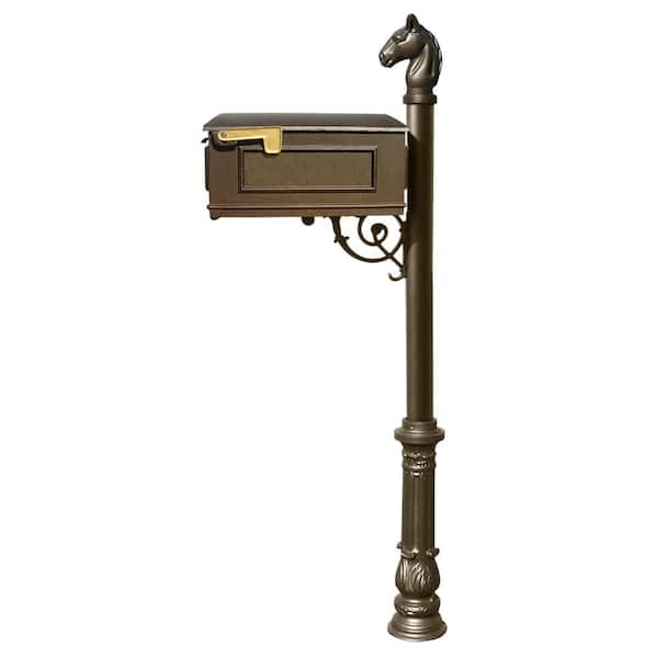 QualArc Lewiston Equine Bronze Post Mount Non-Locking Mailbox