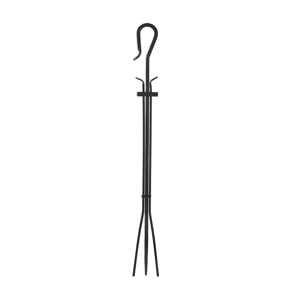Graphite Gray Wrought Iron Shepherd's Hook Fireplace Tongs
