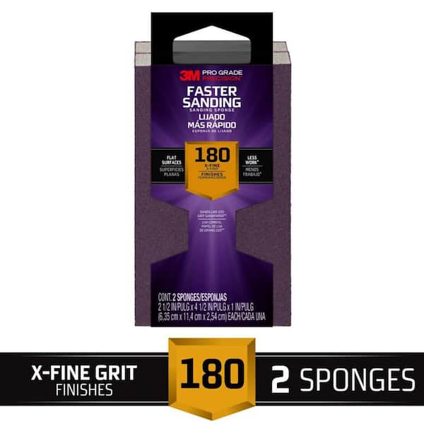 3M Pro Grade Precision 2-1/2 in. x 4-1/2 in. x 1 in. 180-Grit X-Fine Block Sanding Sponge (Case of 6)