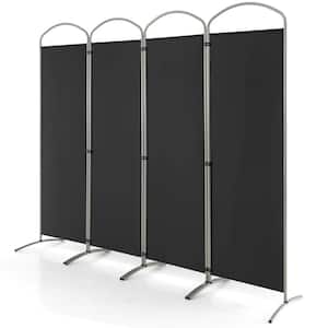 4 Panels Folding Room Divider 6 Ft Tall Fabric Privacy Screen Black