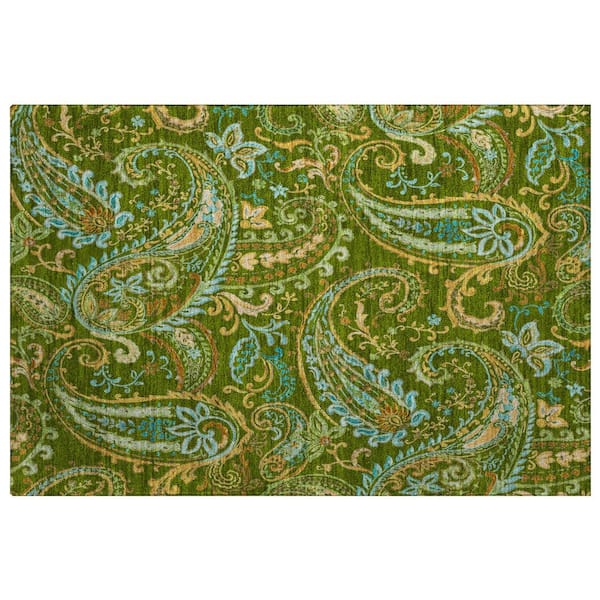 Dream Shag Premium Machine Washable Abstract ADS533 Green 3 ft. x 4 ft. Area Rug