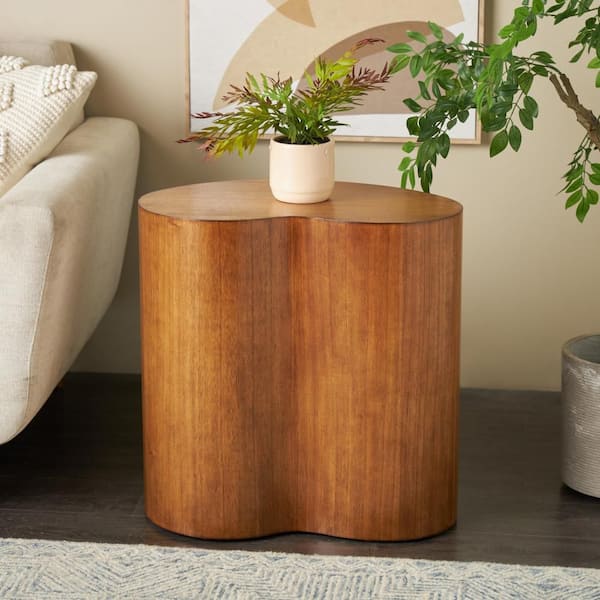 Litton Lane 22 in. x 22 in. Brown Heart Inspired Wood End Table