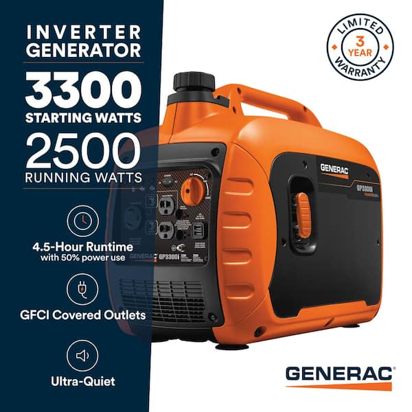 3300-Watt Recoil Start Gas Inverter Generator with COSense