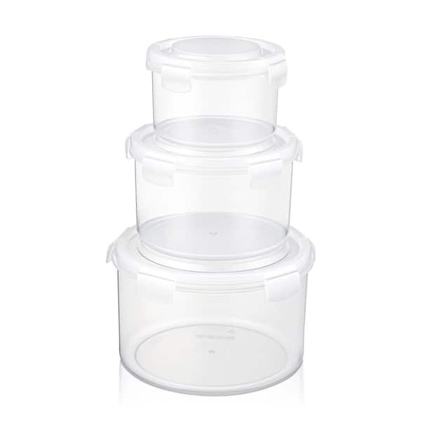 Stackable Plastic Food Storage Container with Lids ( 3 Pack), Clear Airtight Pantry Canister for Kitchen Organization