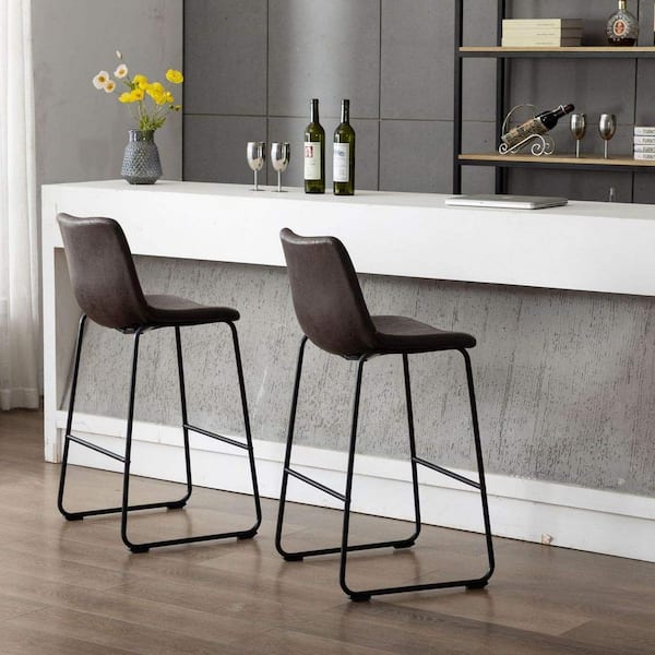 Clermont 39 in. Black Upholstered Bar Stool (Set of 2)