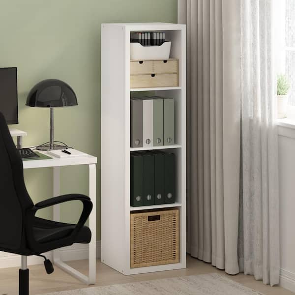 Furinno Cubicle 57.95 in. Tall White Wood 4-Cube Bookcase