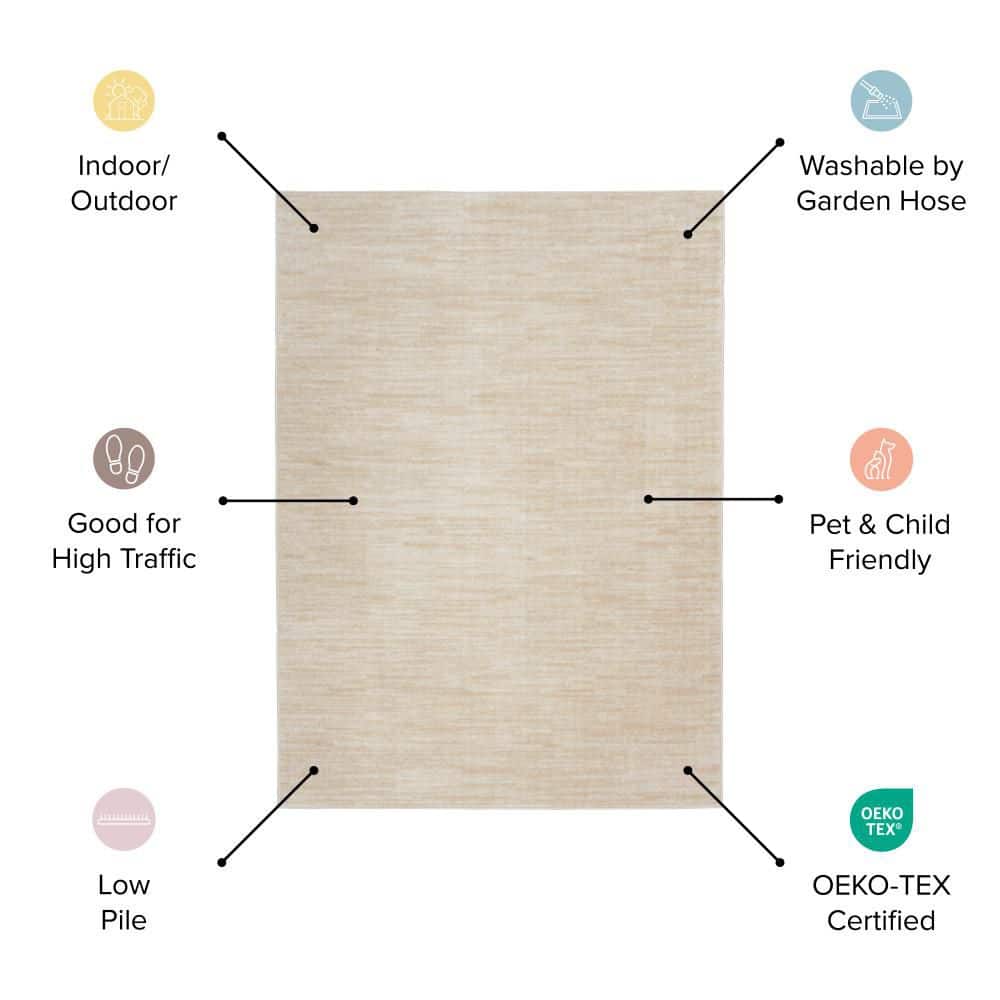 Nourison Essentials Double Bordered Ivory & Black Outdoor Rug