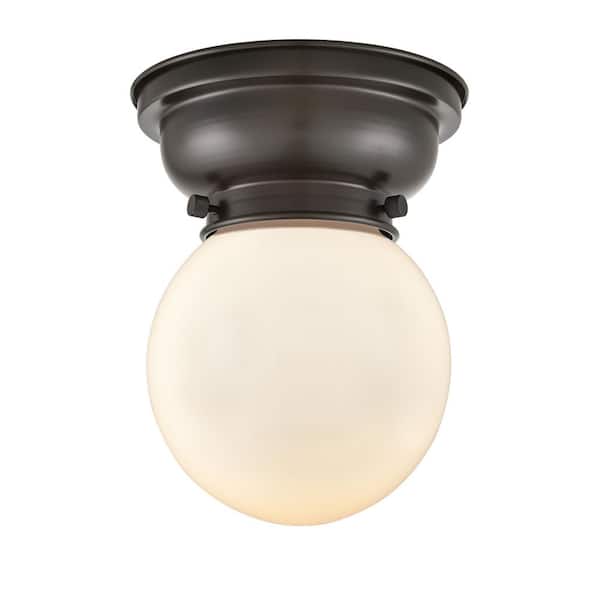 Innovations Beacon 6.25 in. 1-Light Oil Rubbed Bronze Industrial Flush Mount with Seeded Glass Shade
