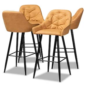 Catherine 29.5 in. Tan and Black Bar Stool (Set of 4)