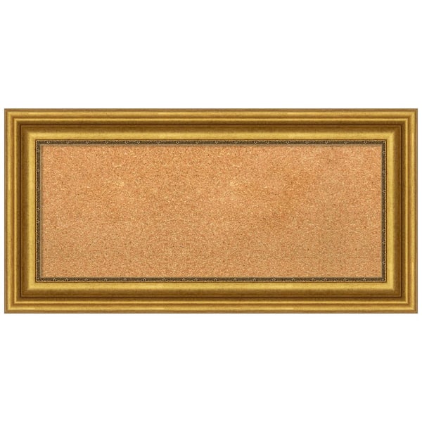 Amanti Art Parlor Gold 35.75 in. x 17.75 in. Framed Corkboard Memo Board